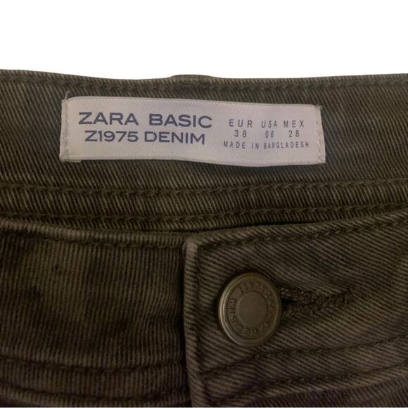 Zara Military Green Camouflage Skinny Jeans Size 6 Olive Utility - Picture 5 of 12
